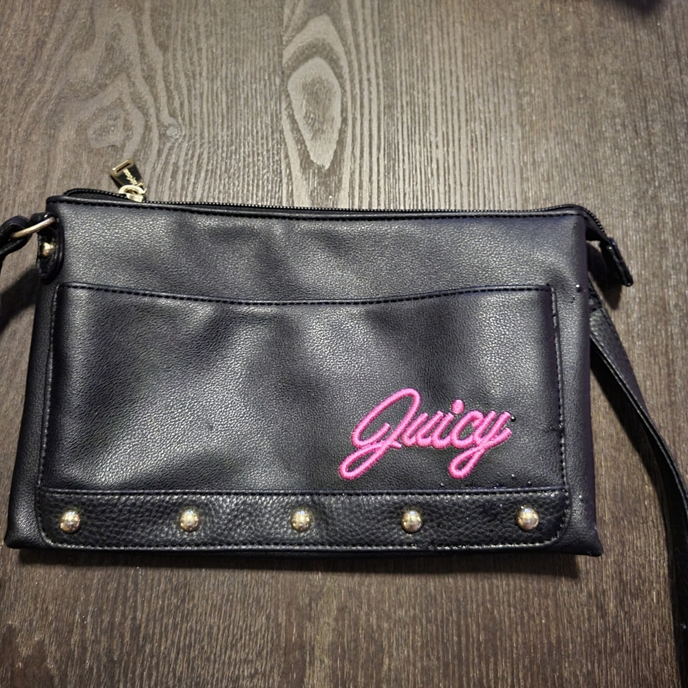 Woman's Black/Pink Cross Body Purse Gem